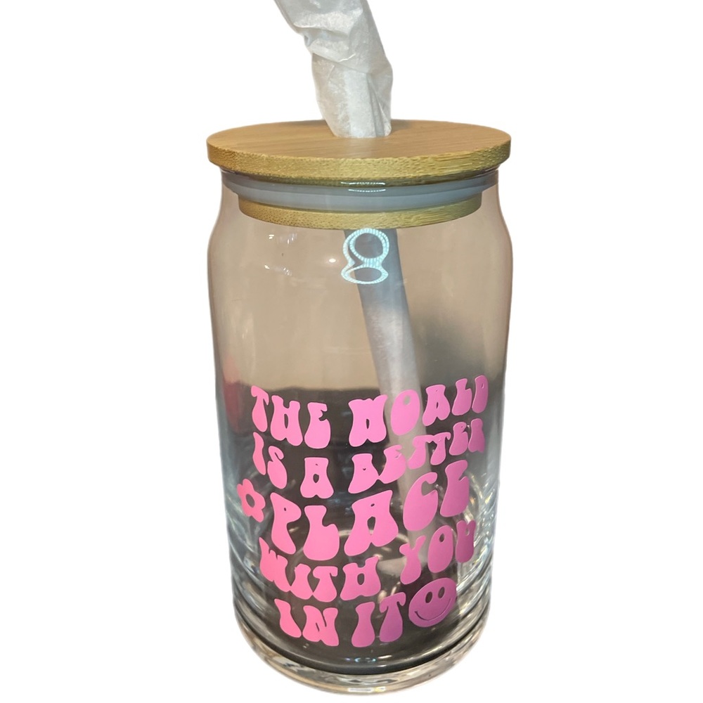 Mental Health Glass Cup with Lid